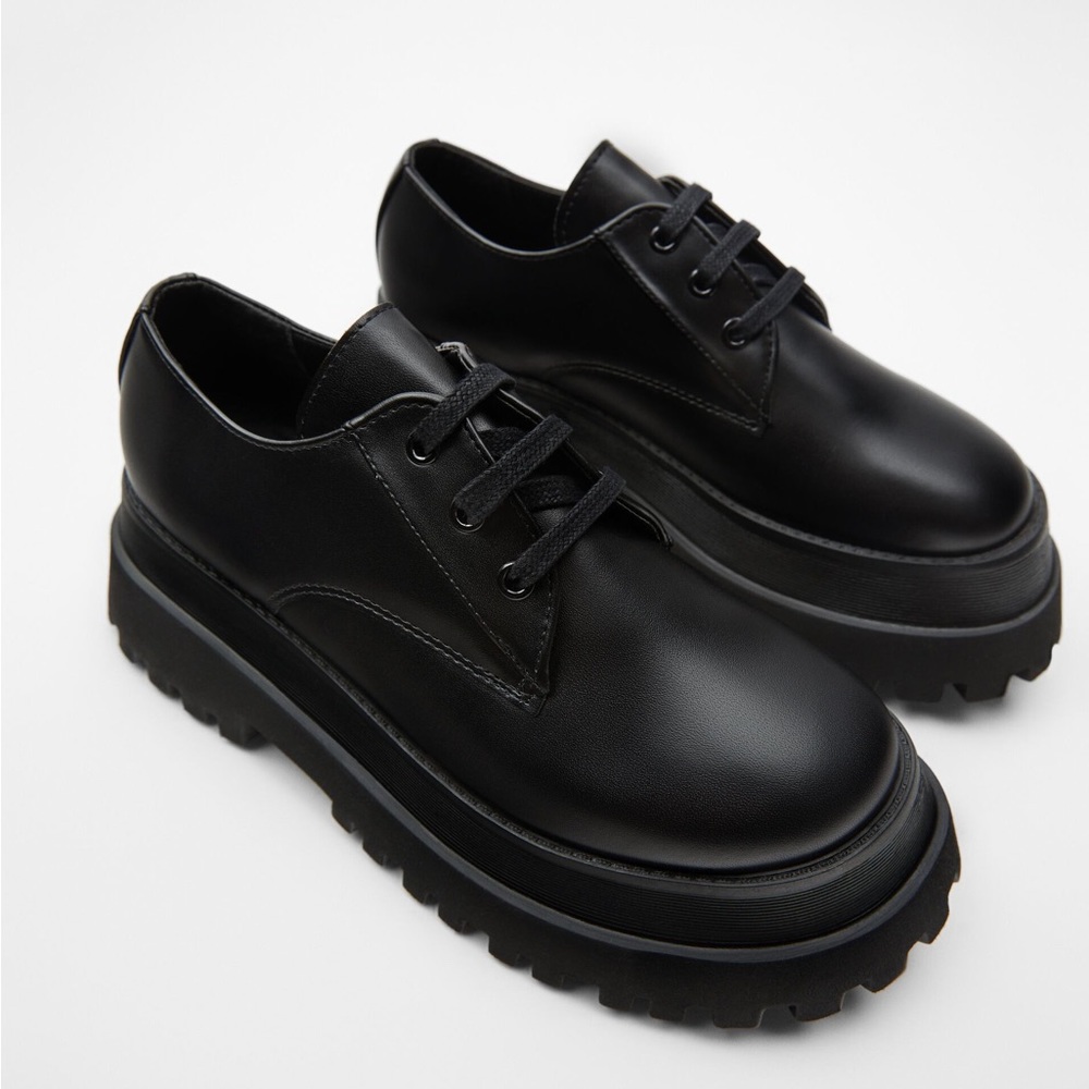 Zara Platform Black Loafers